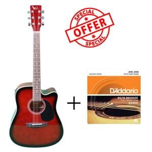 Swan7 SW41C Wine Red Semi Acoustic Equalizer Guitar with D Addario Strings